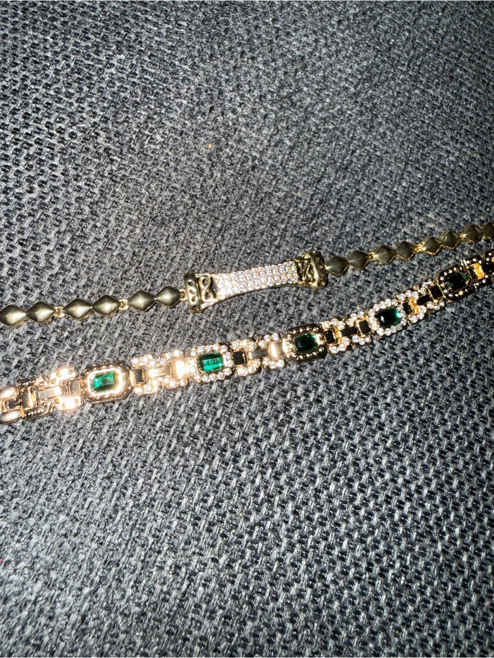 Gold-Tone Bracelet with Emerald Green Stones